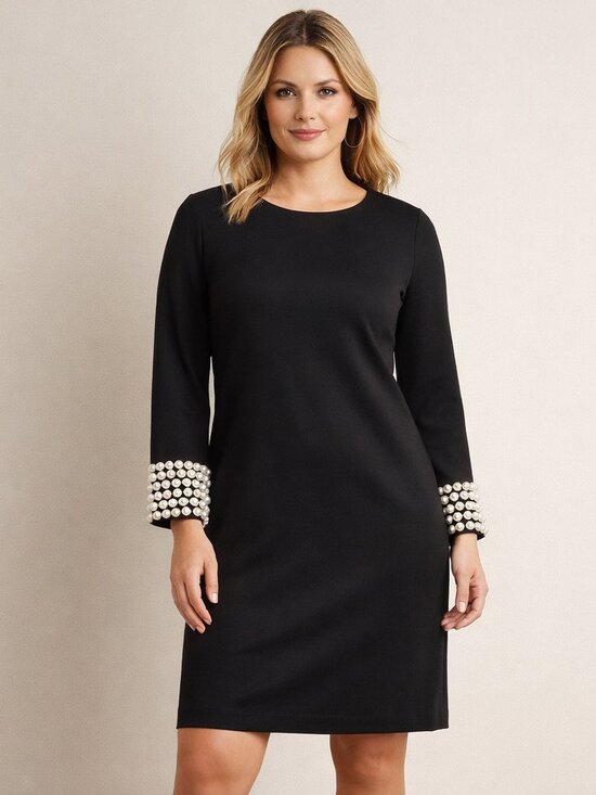 Eloquii Dresses & Skirts - ELOQUII $139 Pearl Beaded Cuff Black Dress  Size 14 NWT